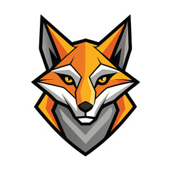 Fox face design features a stylized orange and gray color scheme with strong black outlines