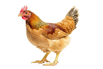 Fototapeta premium Golden Brown Hen, Isolated on Transparent PNG, Studio Shot, Farm Animal
