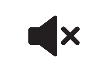 Mute Speaker Symbol icon silhouette vector with white background