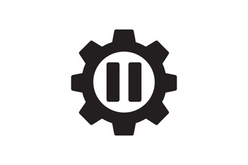 Obraz premium Settings Gear icon silhouette vector with white background