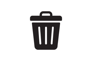Trash Bin Sign icon silhouette vector with white background