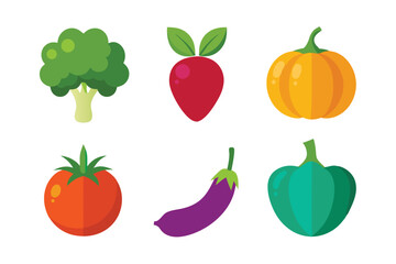 Vegetable and fruit outline icons set vector illustration on white background
