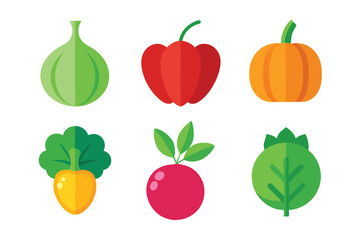 set of 3d fresh vegetables icon isolated on white background