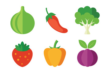 set of 3d fresh vegetables icon isolated on white background