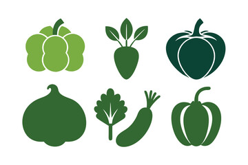collection of vegetables icon silhouette isolated on white background