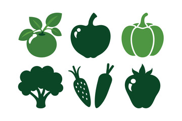 collection of vegetables icon silhouette isolated on white background