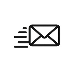 A stylized envelope icon, depicted in motion, suggesting speed and quick delivery of a message