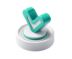 Modern green check mark icon displayed on a circular white platform against a transparent background, symbolizing approval and confirmation.