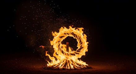Fiery Ring of Fire: A Dramatic Nighttime Bonfire