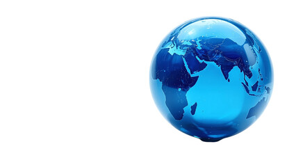 Fototapeta premium Blue glass world globe earth map atlas geography travel continents oceans countries isolated on white 3d on transparent background