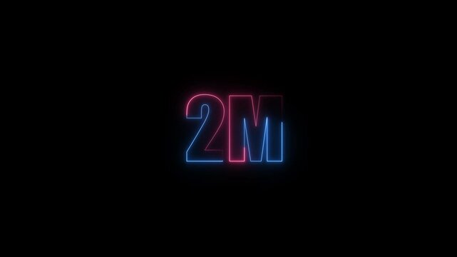 Looping animation of glowing circular frame with animated '2M' logo inside, perfect for minimalist branding videos, digital effects, and professional video openers.4k, video, black, background,