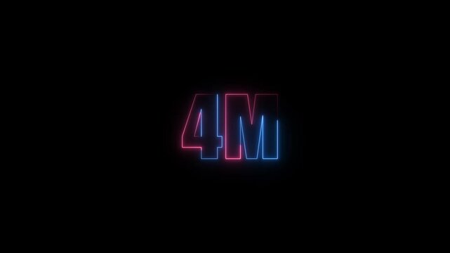 Looping animation of glowing circular frame with animated '4M' logo inside, perfect for minimalist branding videos, digital effects, and professional video openers.4k, video, black, background,