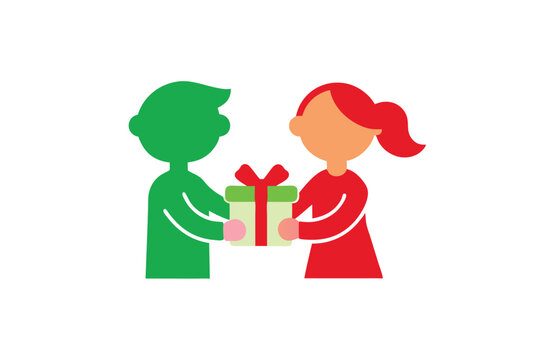Siblings sharing a gift keep the bond thoughtful gesture vector art illustration