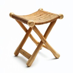 Egyptian ceremonial folding stool with camel bone, isolated on white background, copy space