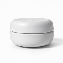 Minimalist white ceramic bowl, isolated on white background, copy space