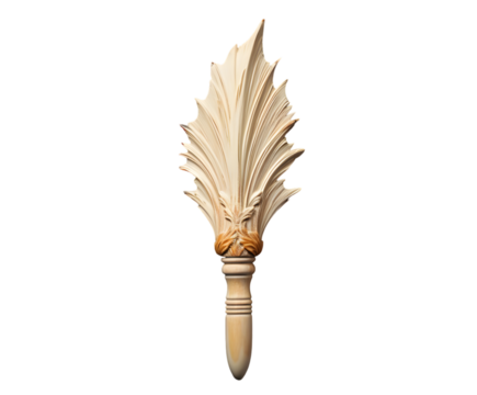 An ornate antique ivory decorative flourish on a transparent background adds classical elegance, ideal for graphic design elements.