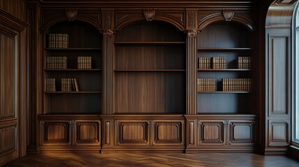 Elegant Dark Wood Library Bookcase.