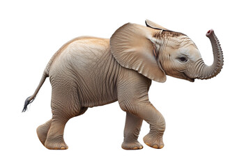 Fototapeta premium Playful Baby Elephant, Isolated on Transparent PNG, High-Resolution Image