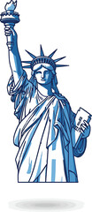 Statue of Liberty vector illustration, a vintage engraving of this iconic ancient woman warrior sculpture, beautifully combines retro and antique artistic styles