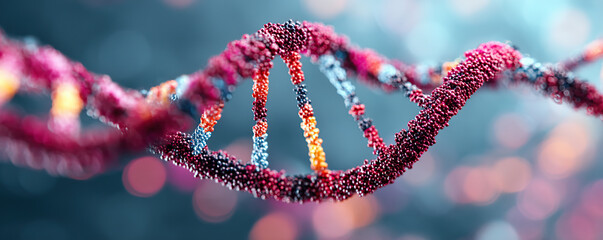 Colorful representation of DNA structure showcasing genetic material and helix formation