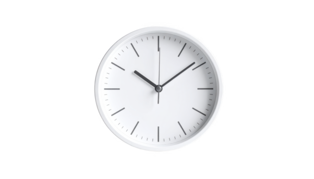 White wall clock illustration isolated on transparent background
