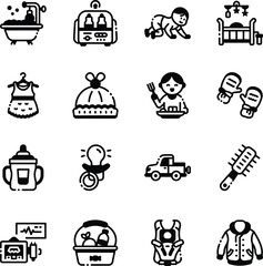 Collection of Baby Art Glyph Icons 

