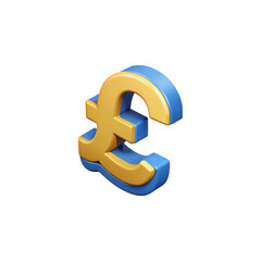 Fototapeta premium Pound Sterling Currency Symbol 3D Rendered Illustration Isolated on Transparent Background