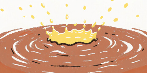 Golden Liquid Crown Splash in Brown Fluid, a Luxurious and Opulent Display of Fluid Dynamics in Art