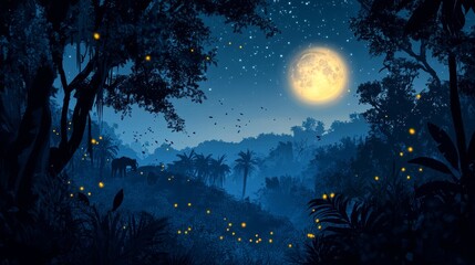 Silhouettes of Nature in the Forest