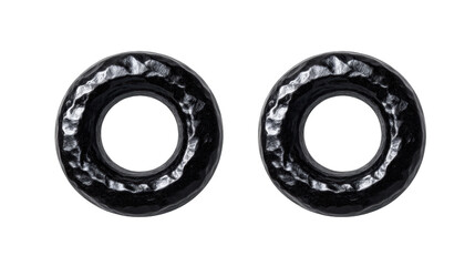 Black licorice gummy rings candy chewy sweet snack isolated on transparency background