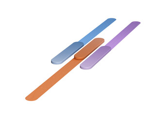 Colorful abstract bars with textured ribbons, creating a sleek and stylish look. 3D Illustration