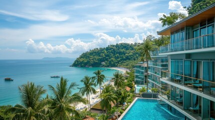 Fototapeta premium Luxury Beachfront Condo with Infinity Pool.