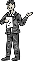 Fototapeta premium Male teacher or speaker holding paper while presenting