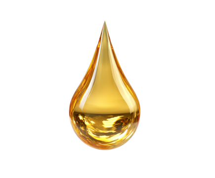 Dripping gold liquid shiny honey like texture golden oil drop macro on transparent background