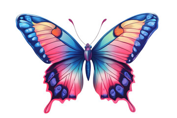 Vibrant Pink Blue Butterfly Wings, Isolated on Transparent PNG