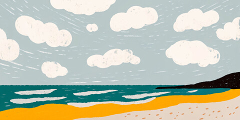 Tranquil Beach View with Cloudy Sky and Turquoise Water A Calming Coastal Scene for Backgrounds and Creative Projects