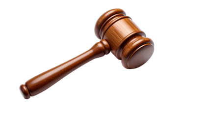 Wooden gavel isolated on transparent background