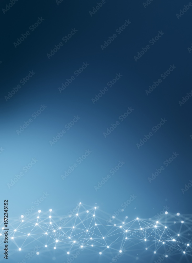 Aufkleber Abstract digital network on blue gradient background with glowing connections and copy space for business or technology design template use.