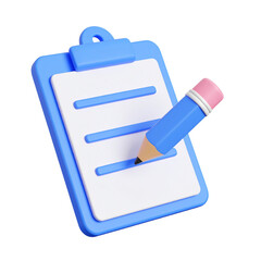 Clipboard and Pencil Illustration: An engaging visual of a clipboard, showcasing a blank sheet of paper ready for notes, accompanied by a sharp pencil, ideal for educational or office settings. 