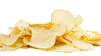 A Pile of Crispy Potato Chips on a Transparent Background Ready for Snacking or Sharing