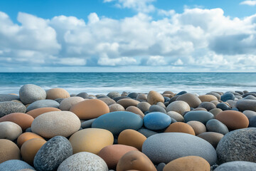 Stones on the beach HD 8K wallpaper Stock Photographic Image