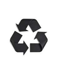 Black recycle symbol paper isolated on white background