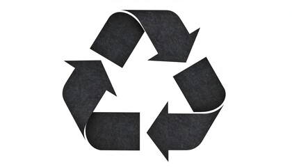 Black recycle symbol paper isolated on white background