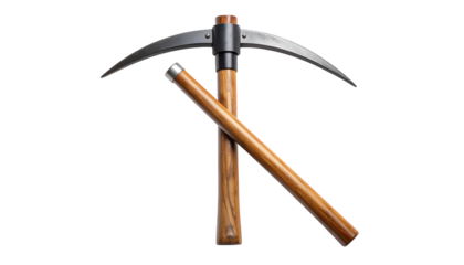 Wooden handle metal curved tool isolated on transparent background