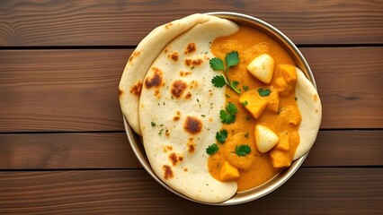 A flavorful bowl of aloo gobi curry served with warm naan bread