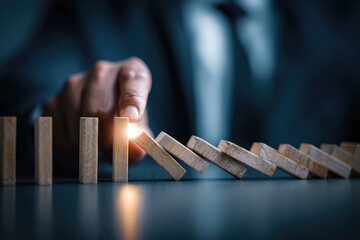 Risk manage, Business risk assessment. Businessman assess investment, Safety control risk. Reduce opportunity for financial investment, projects, manage business. Manage low level strategy