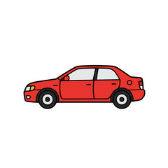 Naklejka premium Simple Red Car Illustration