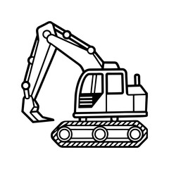 Naklejka premium Simple line art excavator machine isolated on white background