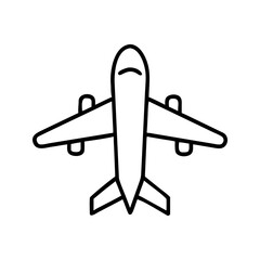 Simple outline drawing of an airplane isolated on white background