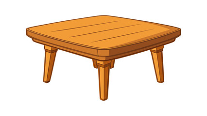 Fototapeta premium Simple wooden square coffee table with four legs isolated on white background